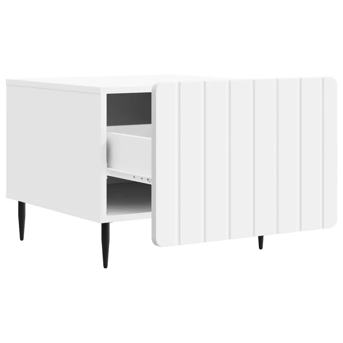 Coffee Table White Engineered Wood Dual-Level with Drawer