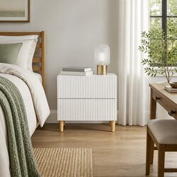 Bedside Cabinet White Engineered Wood Bedroom Storage Table 62x34.5x48cm