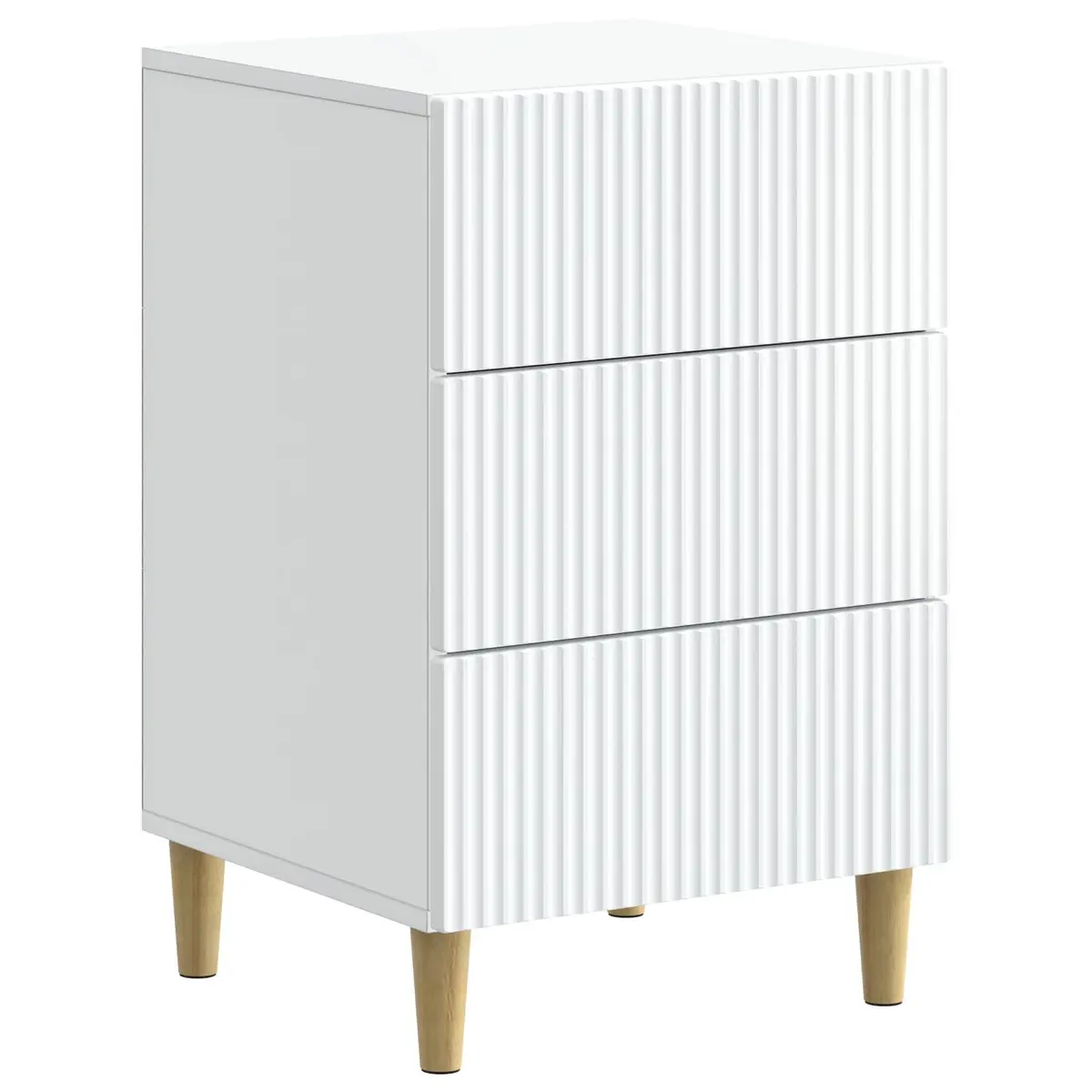 Bedside Table White Compact Nightstand with Drawer Storage Unit