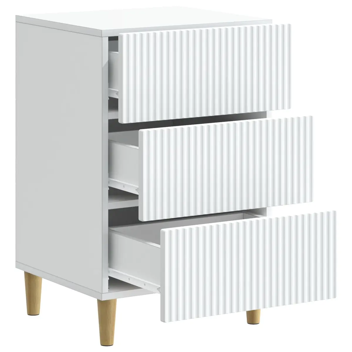 Bedside Table White Compact Nightstand with Drawer Storage Unit