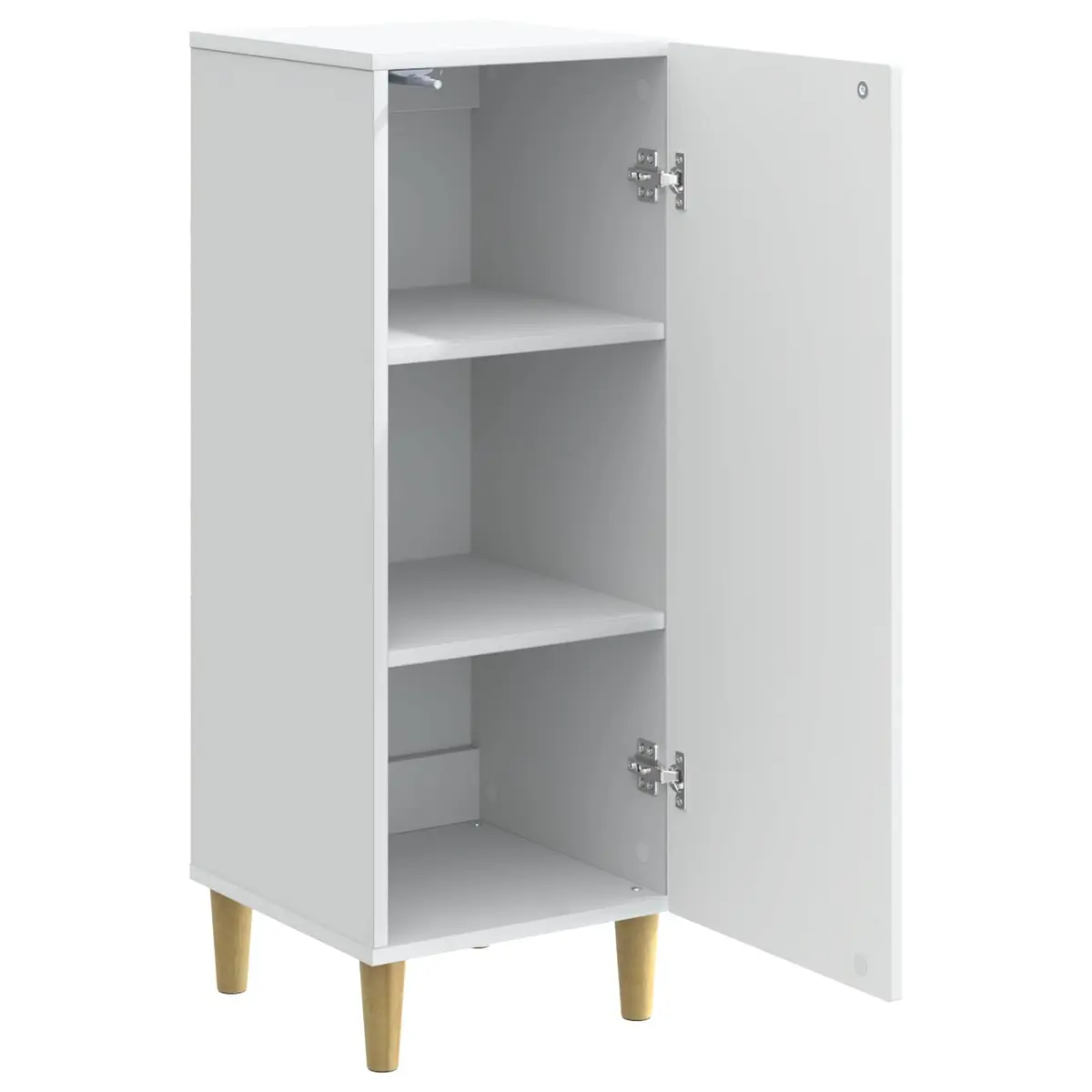 Sideboard White Engineered Wood 90cm Tapered Legs Board Shelves Indoor