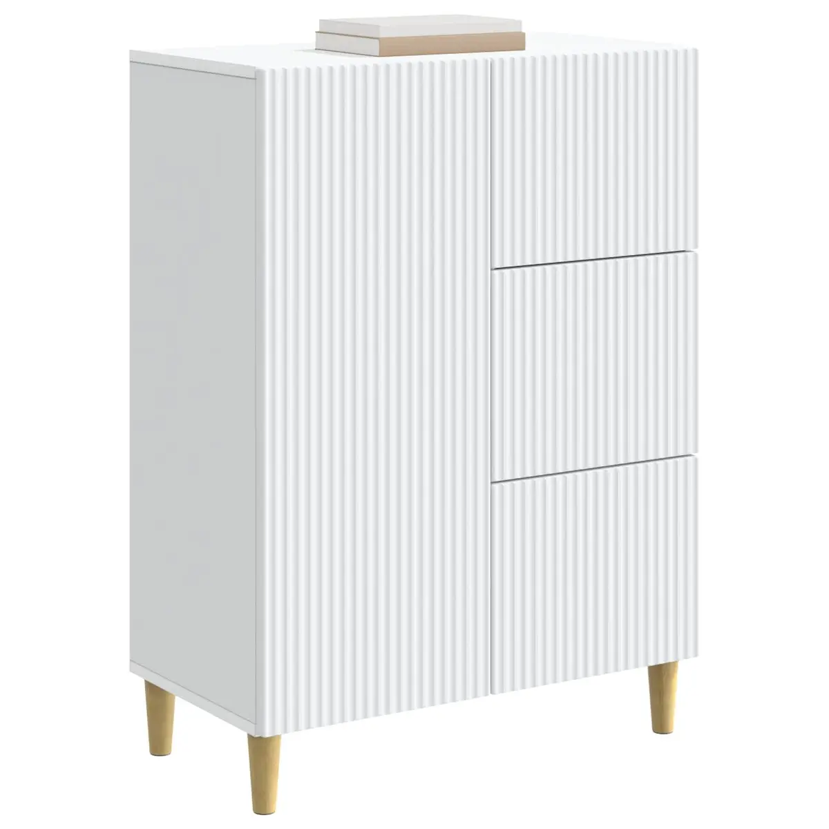 Sideboard White Storage Cabinet Modern Vintage Design Shelves Drawers
