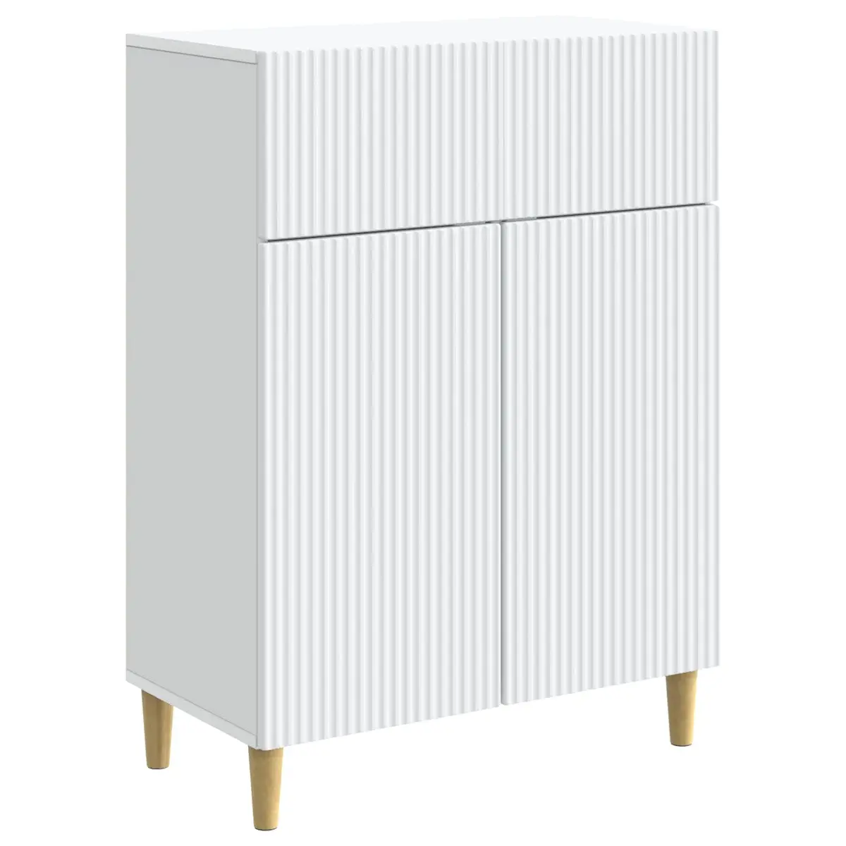 Sideboard White 66x34.5x90cm Modern Storage Cabinet Tapered Legs Swinging Doors
