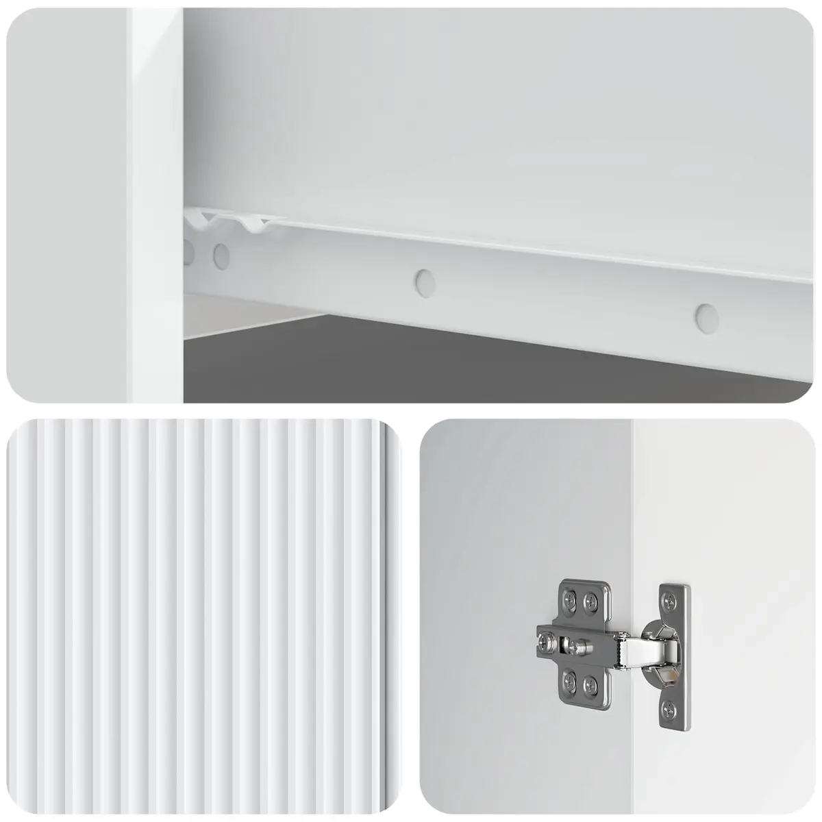 Sideboard White 66x34.5x90cm Modern Storage Cabinet Tapered Legs Swinging Doors