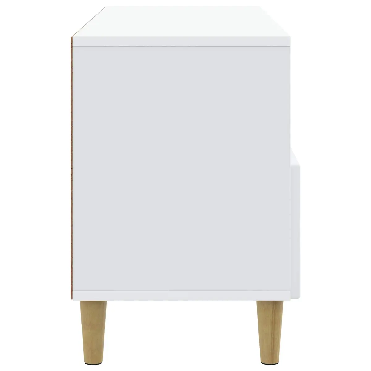 TV Cabinet White Engineered Wood with Drawer Brown Tapered Legs 102x34.5x50cm for Lounge Storage