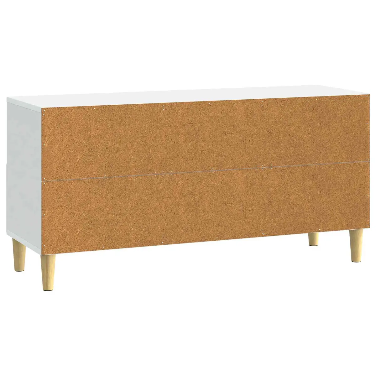 TV Cabinet White Engineered Wood with Drawer Brown Tapered Legs 102x34.5x50cm for Lounge Storage
