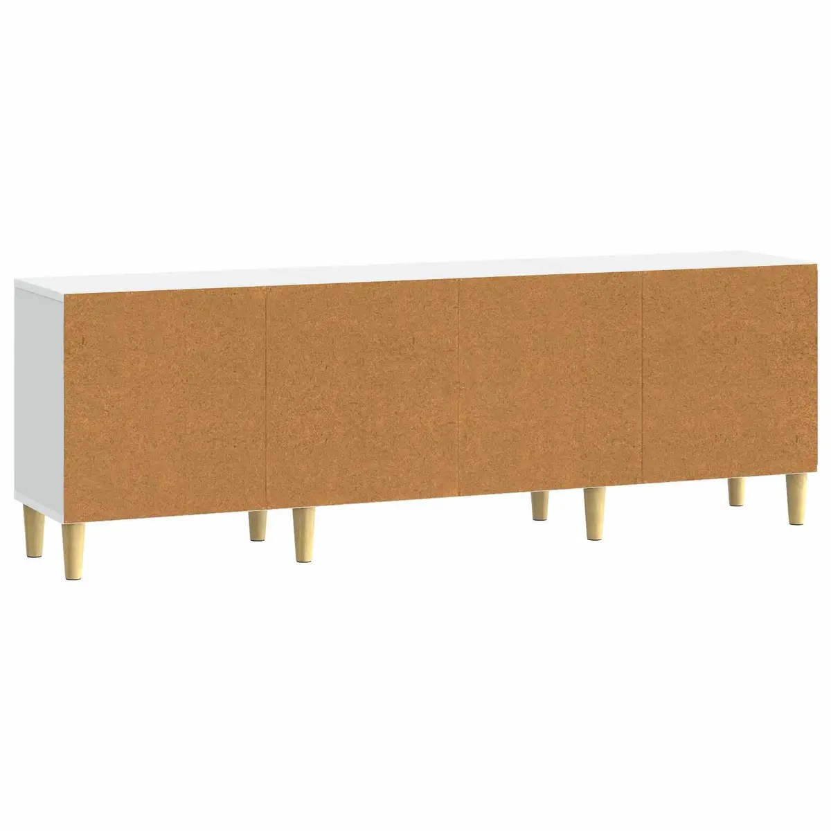 TV Cabinet White 150cm Engineered Wood Modern Storage Unit with Board Shelves and Swing Doors