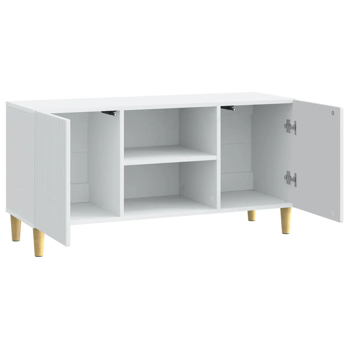 TV Cabinet White Compact 102x34.5x50cm Modern Media Storage Unit with Swing Doors