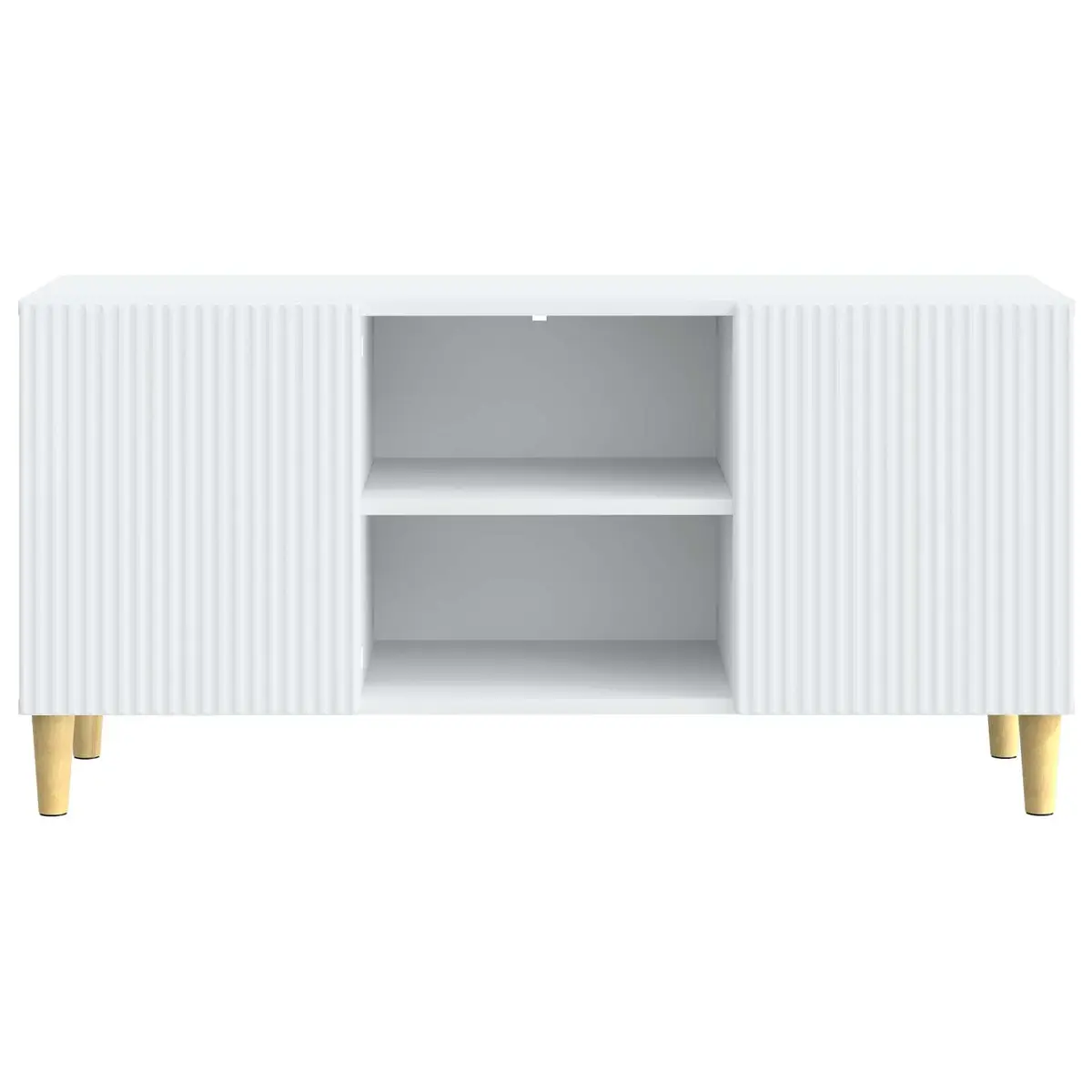 TV Cabinet White Compact 102x34.5x50cm Modern Media Storage Unit with Swing Doors