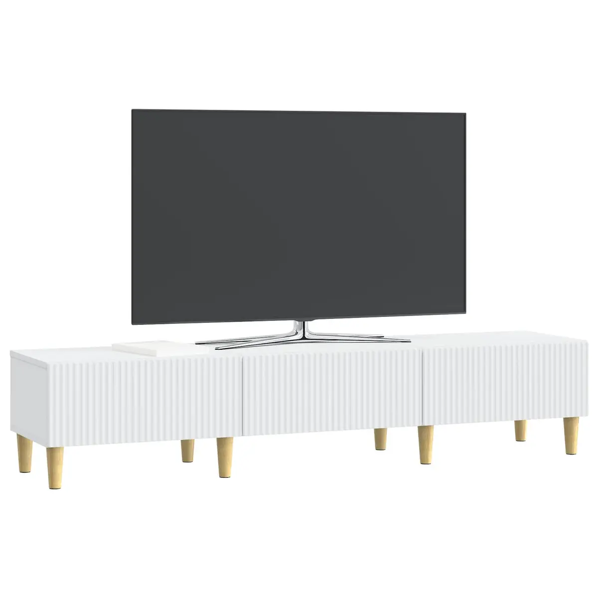 White TV Cabinet with Drawer and Cable Management