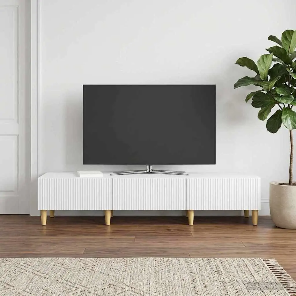 White TV Cabinet with Drawer and Cable Management