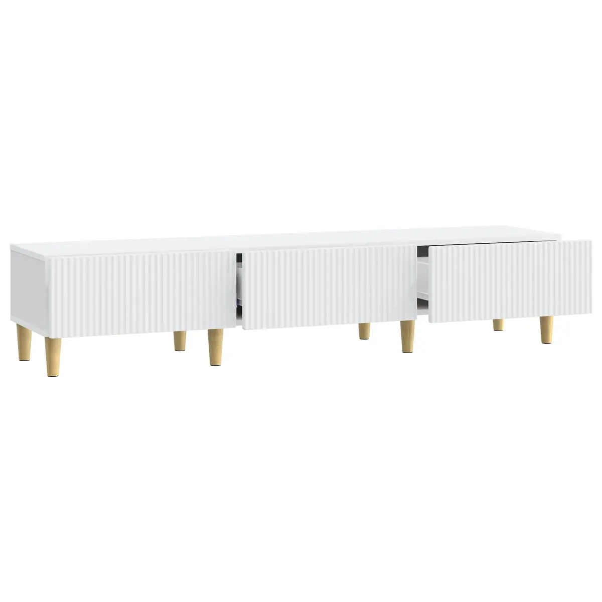 White TV Cabinet with Drawer and Cable Management