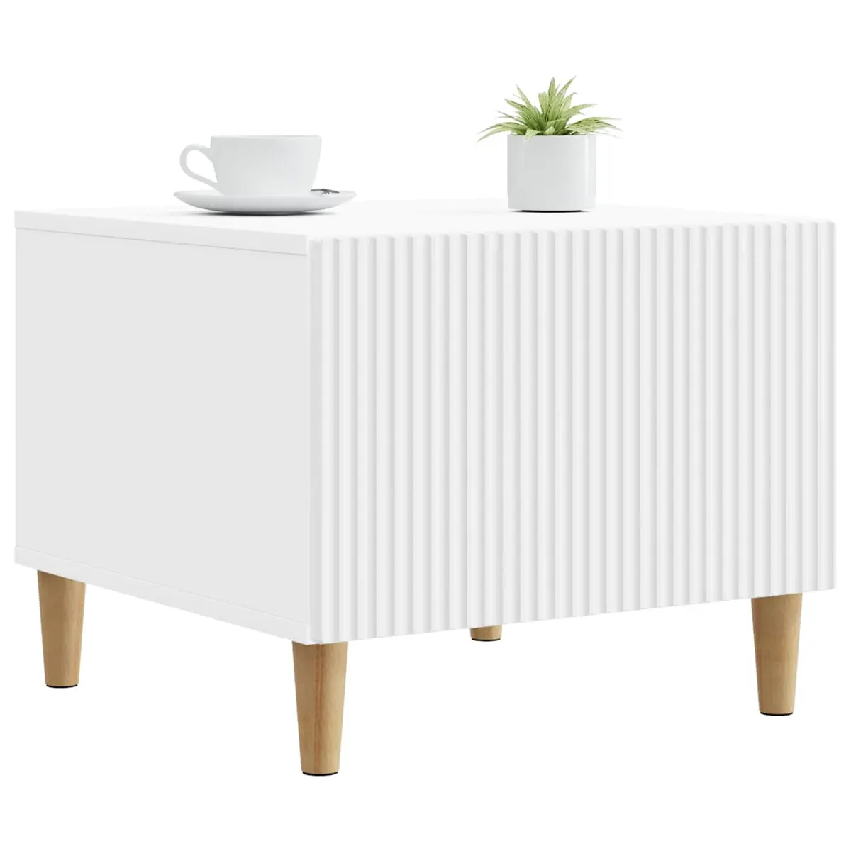 Coffee Table White Compact Drawer Open Shelf Storage