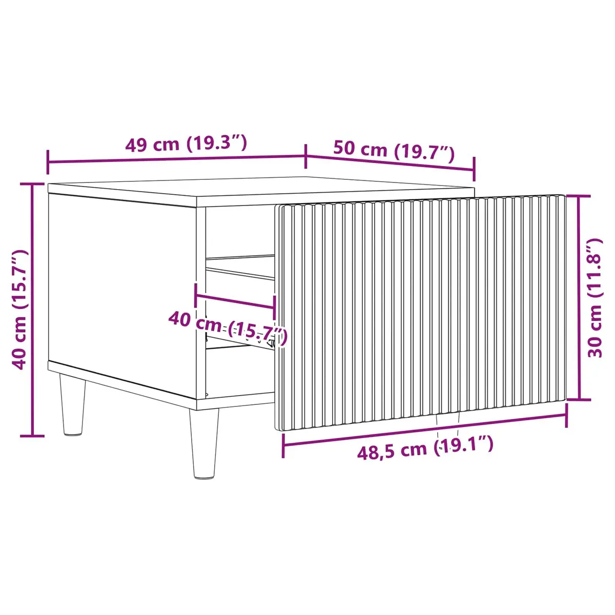 Coffee Table White Compact Drawer Open Shelf Storage