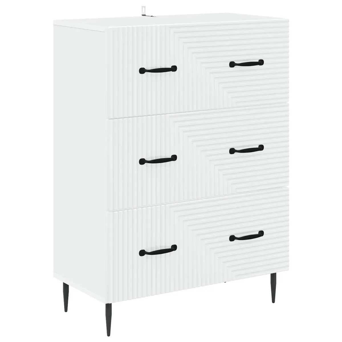 Drawer Cabinet White 66 x 34.5 x 89.5 cm Engineered Wood Multiple Spacious Drawers Metal Handles