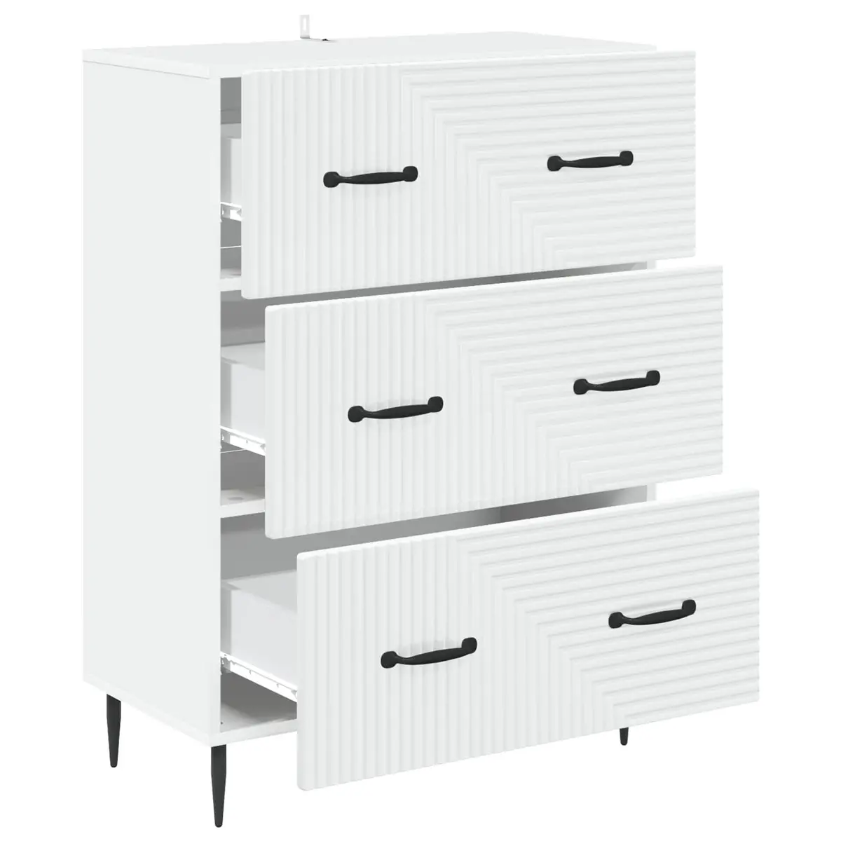 Drawer Cabinet White 66 x 34.5 x 89.5 cm Engineered Wood Multiple Spacious Drawers Metal Handles