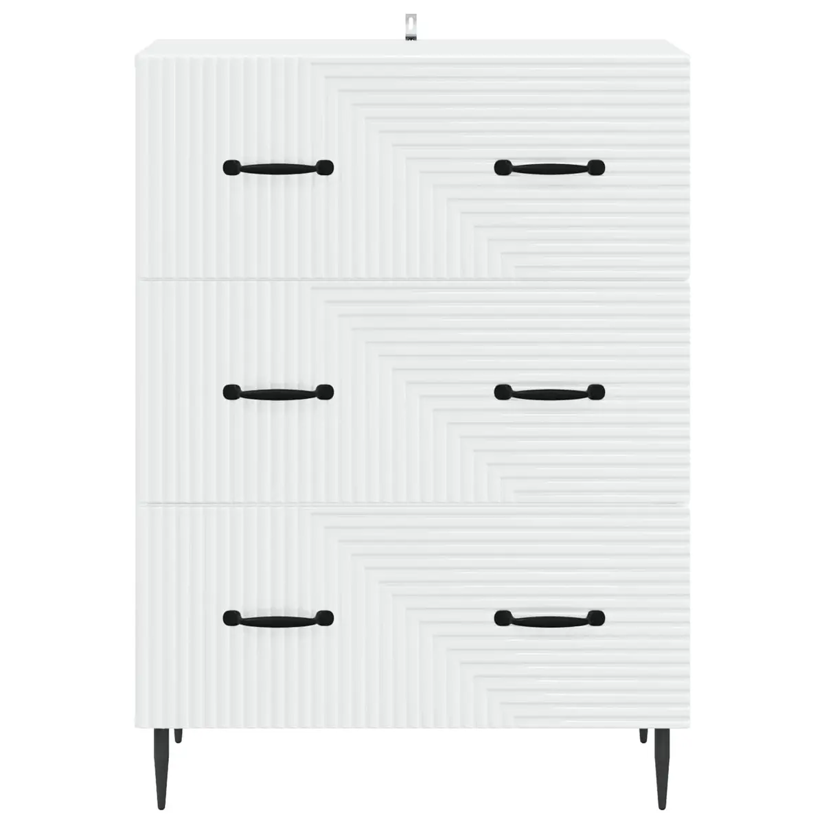 Drawer Cabinet White 66 x 34.5 x 89.5 cm Engineered Wood Multiple Spacious Drawers Metal Handles