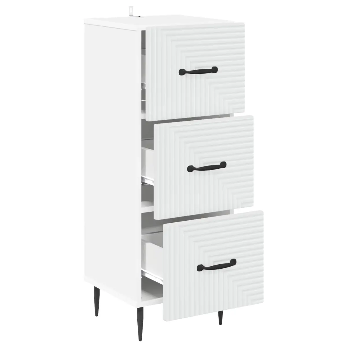 Drawer Cabinet Storage Unit 33 x 34.5 x 89.5 cm White Bedroom Living Room