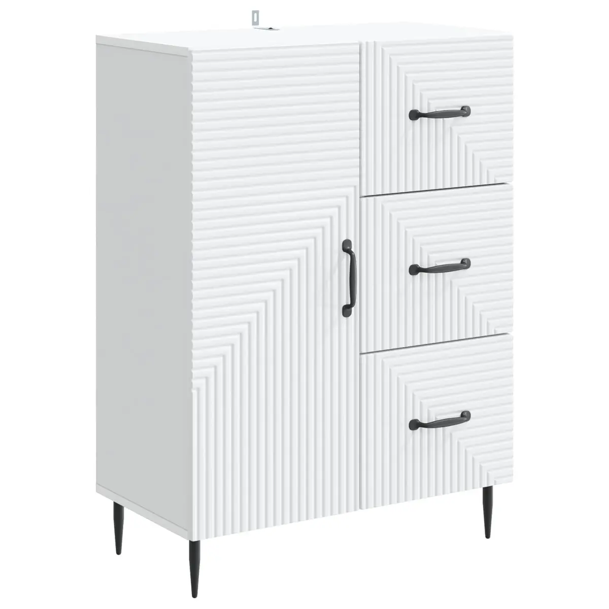 Sideboard White Engineered Wood Modern Storage Cabinet with Doors