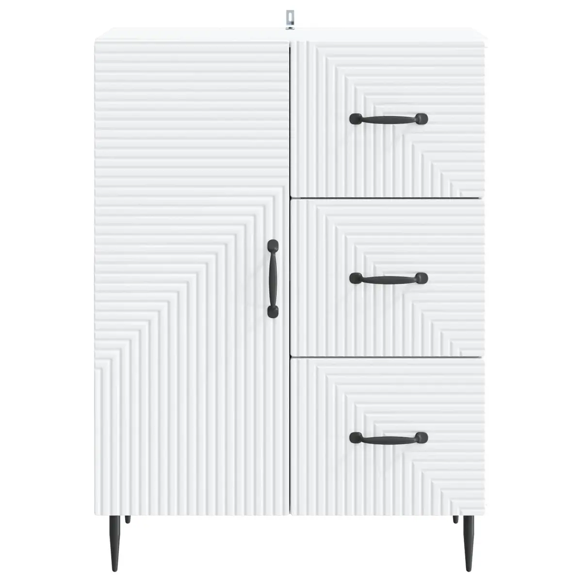 Sideboard White Engineered Wood Modern Storage Cabinet with Doors