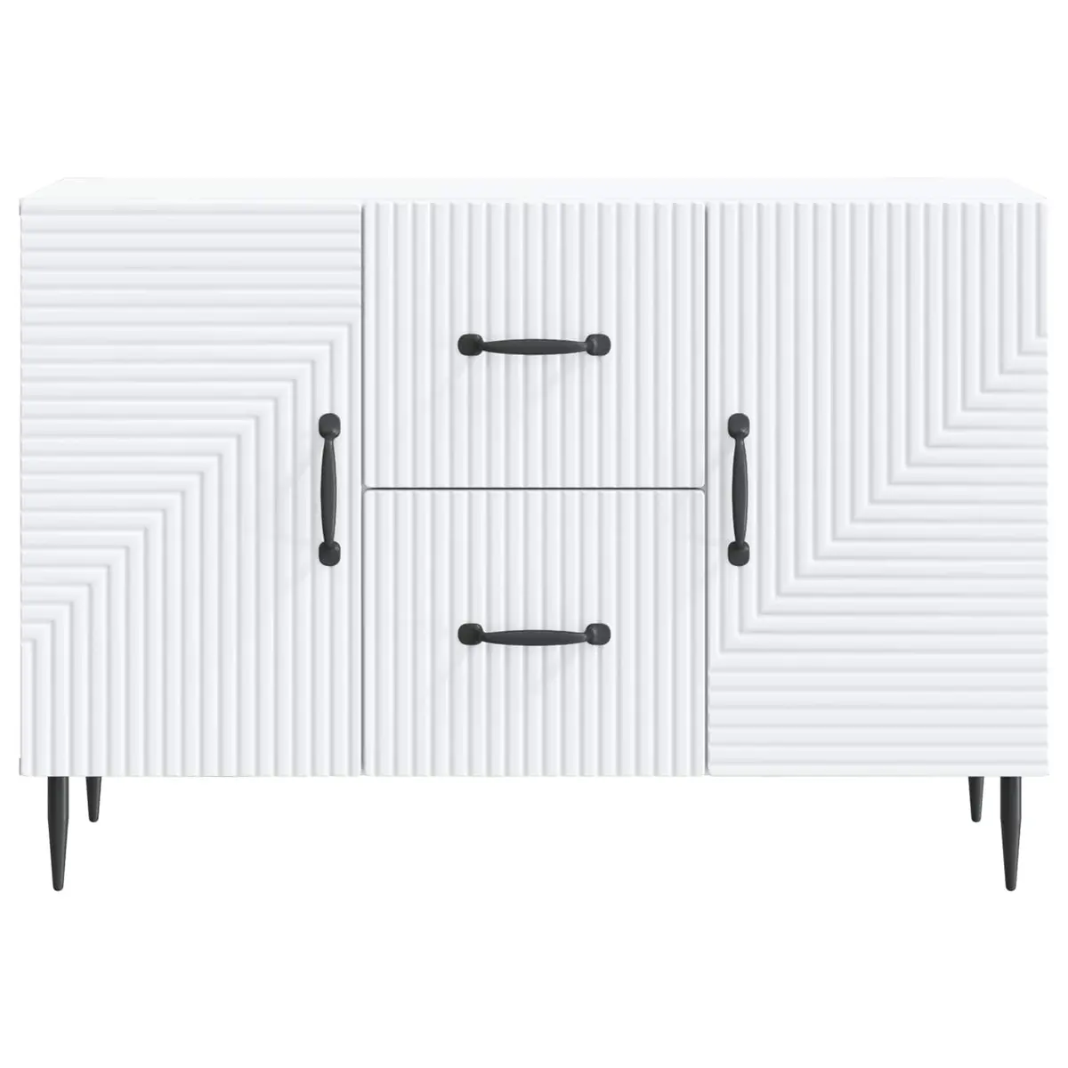 White Sideboard Storage Cabinet Engineered Wood Vintage Style for Dining and Living Room
