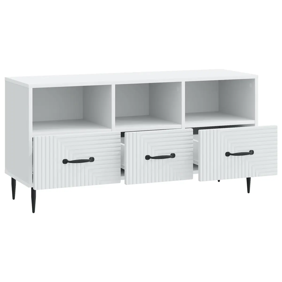 TV Cabinet White 102cm Engineered Wood Storage Unit with Drawer