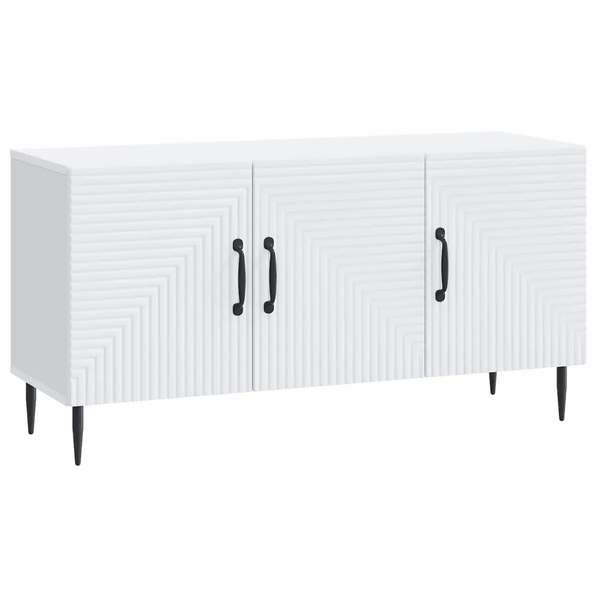 White TV Cabinet Low-Profile Entertainment Unit Storage Engineered Wood 99cm