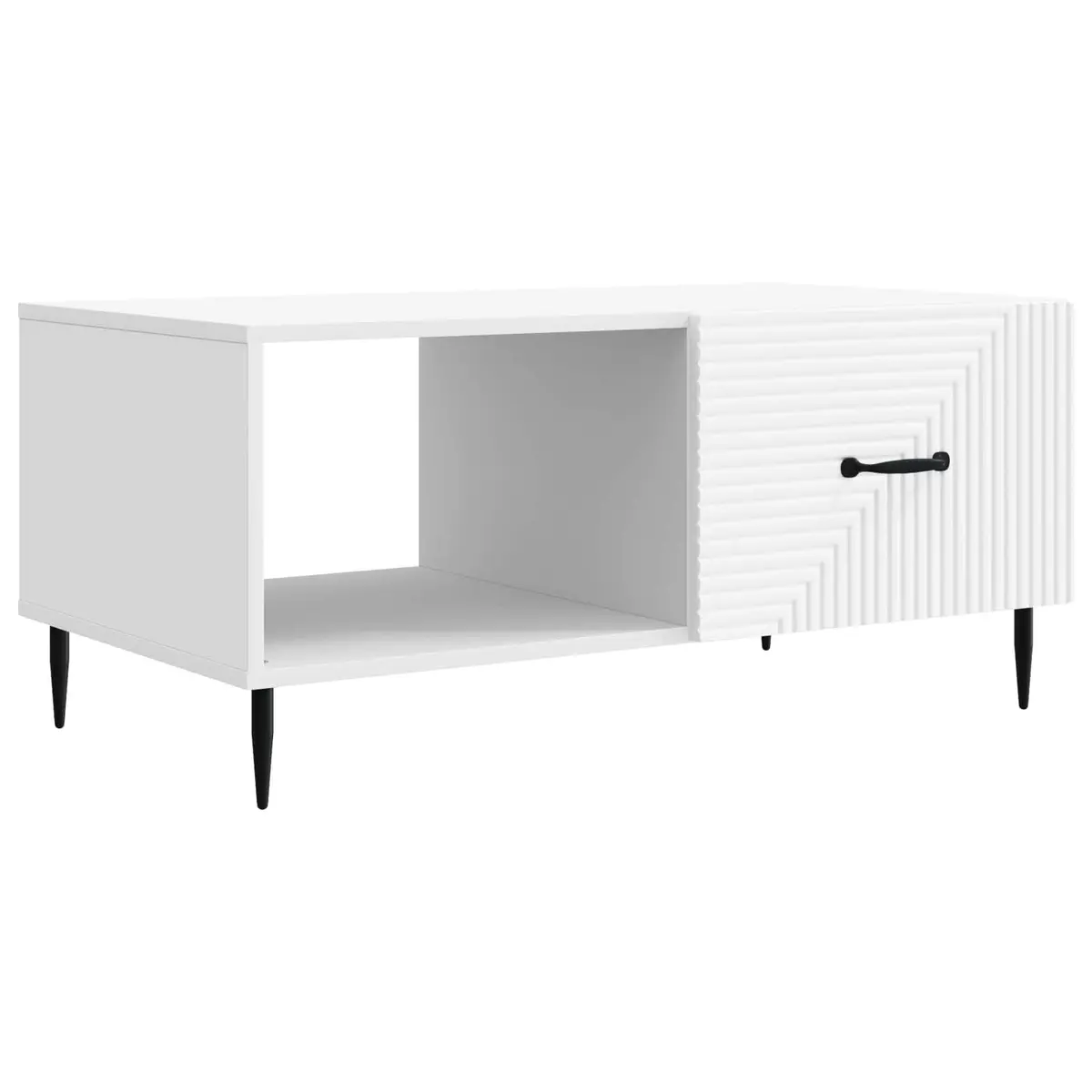 Coffee Table White Rectangular Modern with Storage Compartments