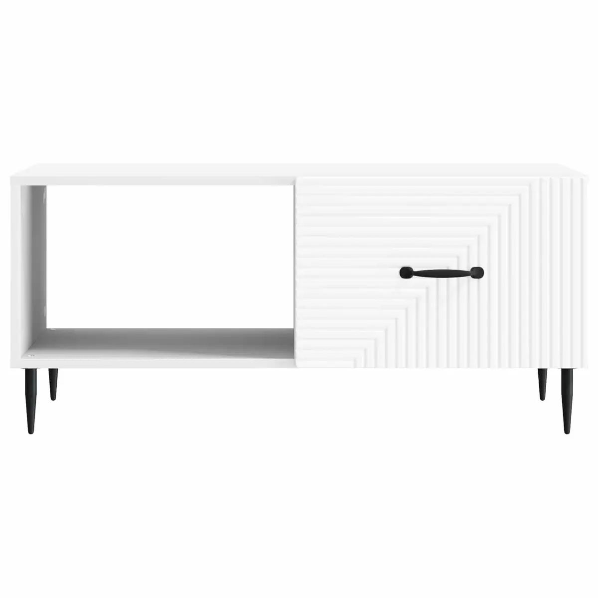 Coffee Table White Rectangular Modern with Storage Compartments