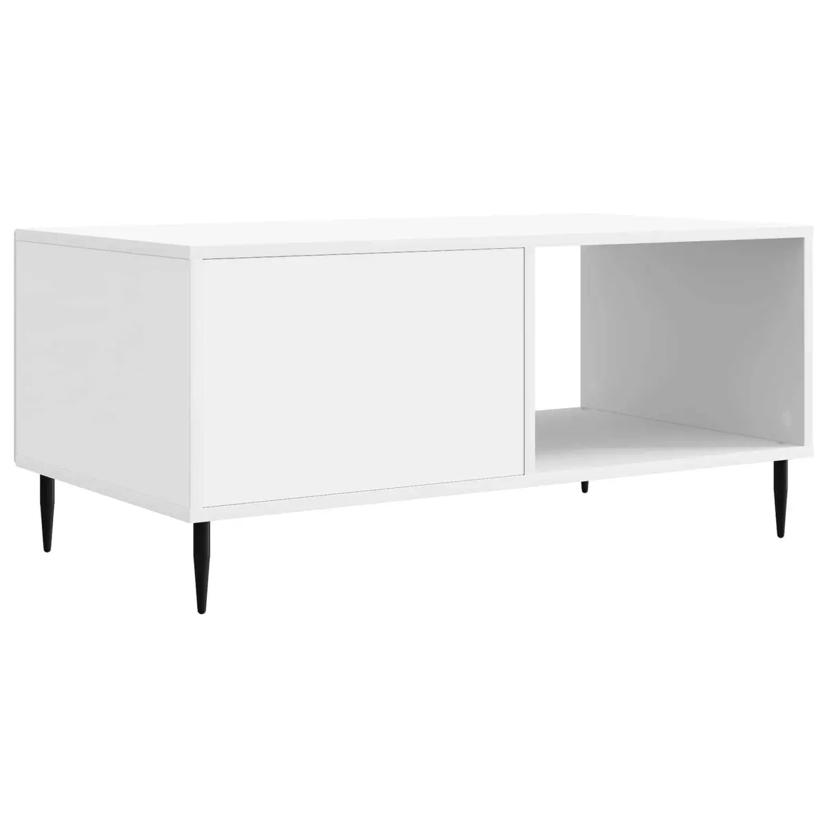 Coffee Table White Rectangular Modern with Storage Compartments