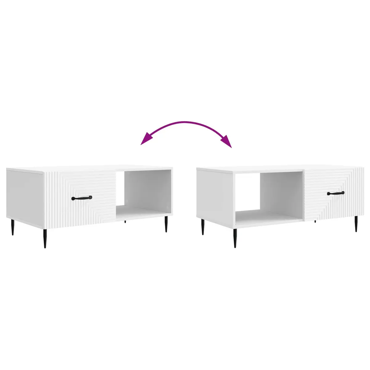 Coffee Table White Rectangular Modern with Storage Compartments