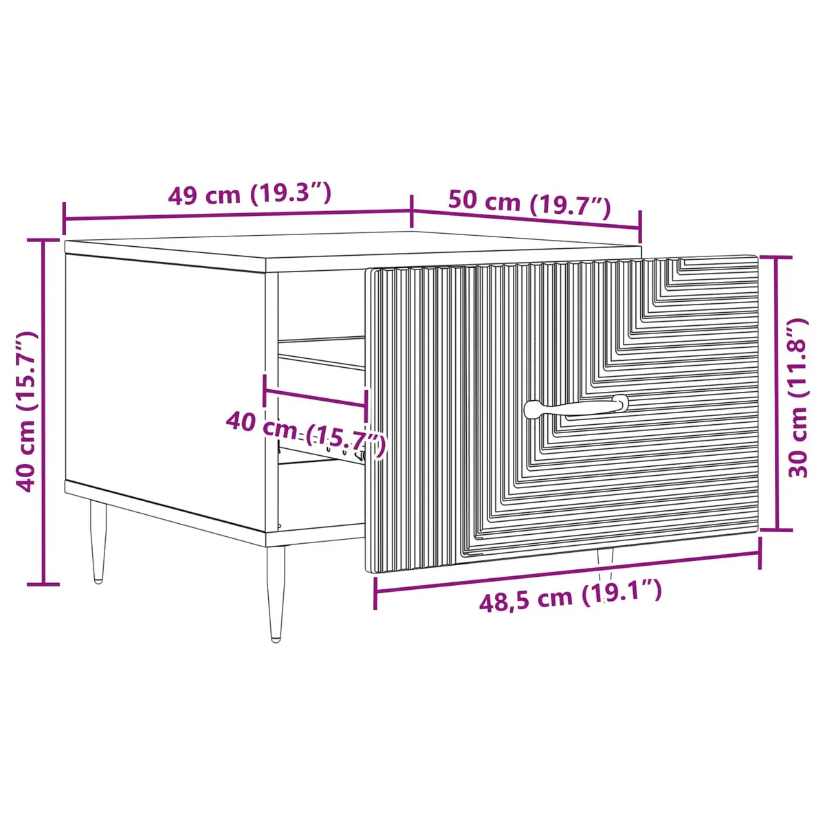 Coffee Table White Engineered Wood Modern Accent with Drawer