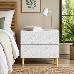 Bedside Table White 62 x 34.5 x 48 cm Modern Engineered Wood Drawers Storage