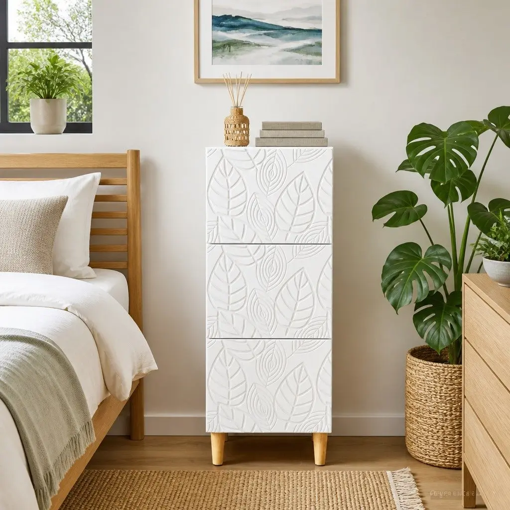 Drawer Cabinet White Engineered Wood Frame Multiple Drawers