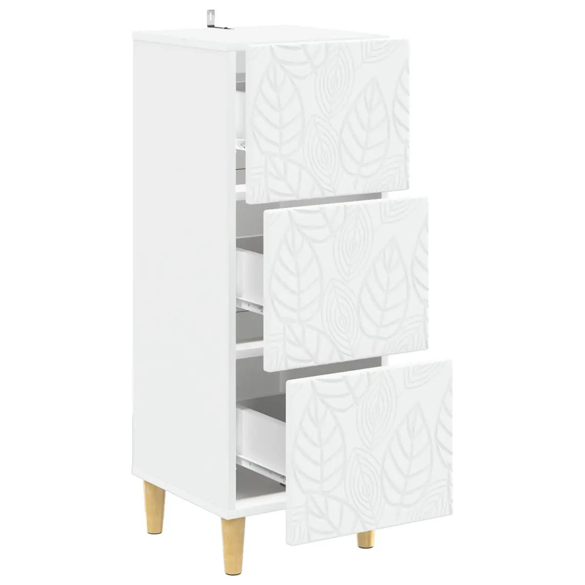 Drawer Cabinet White Engineered Wood Frame Multiple Drawers