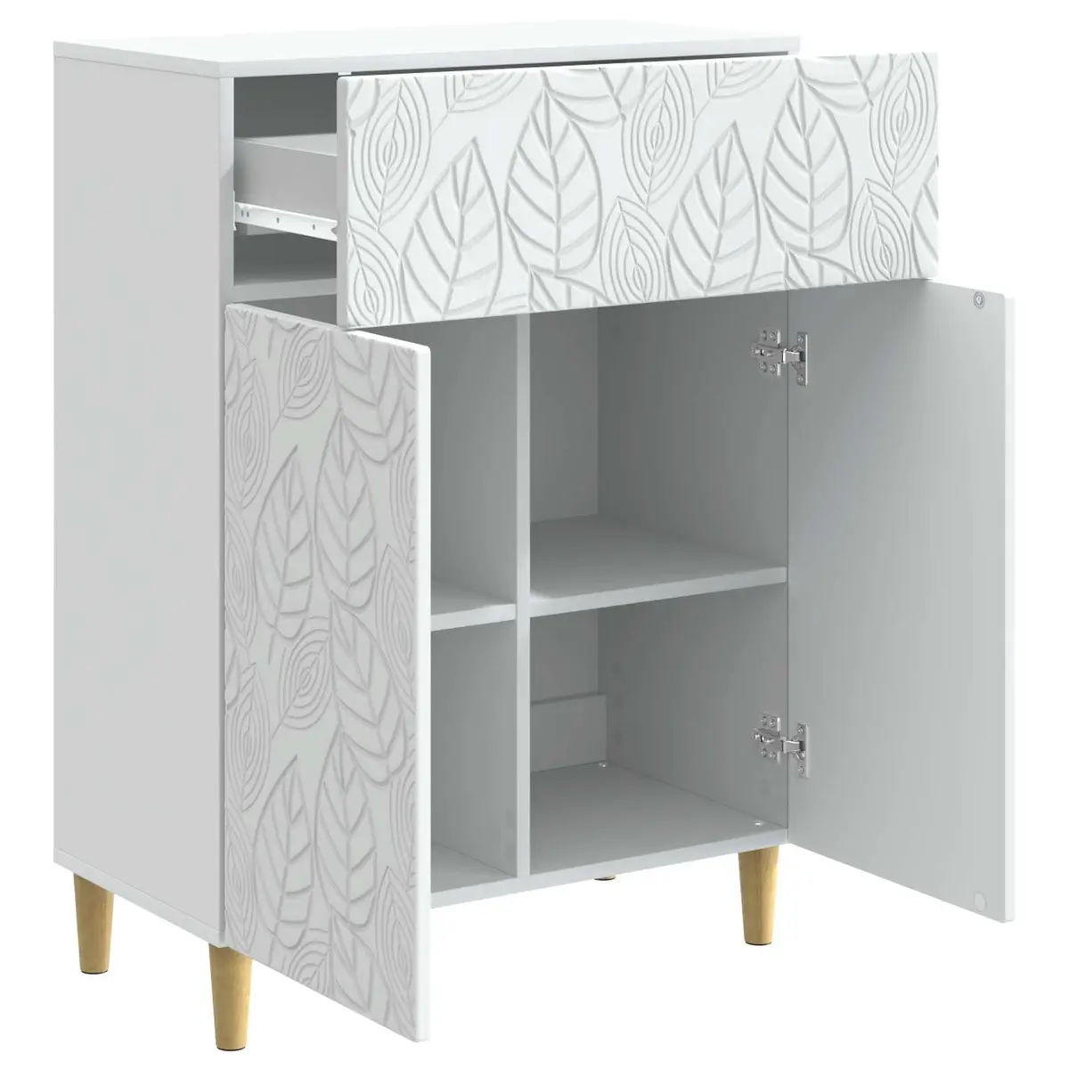 Sideboard White 66cm Engineered Wood Swing Doors Shelves