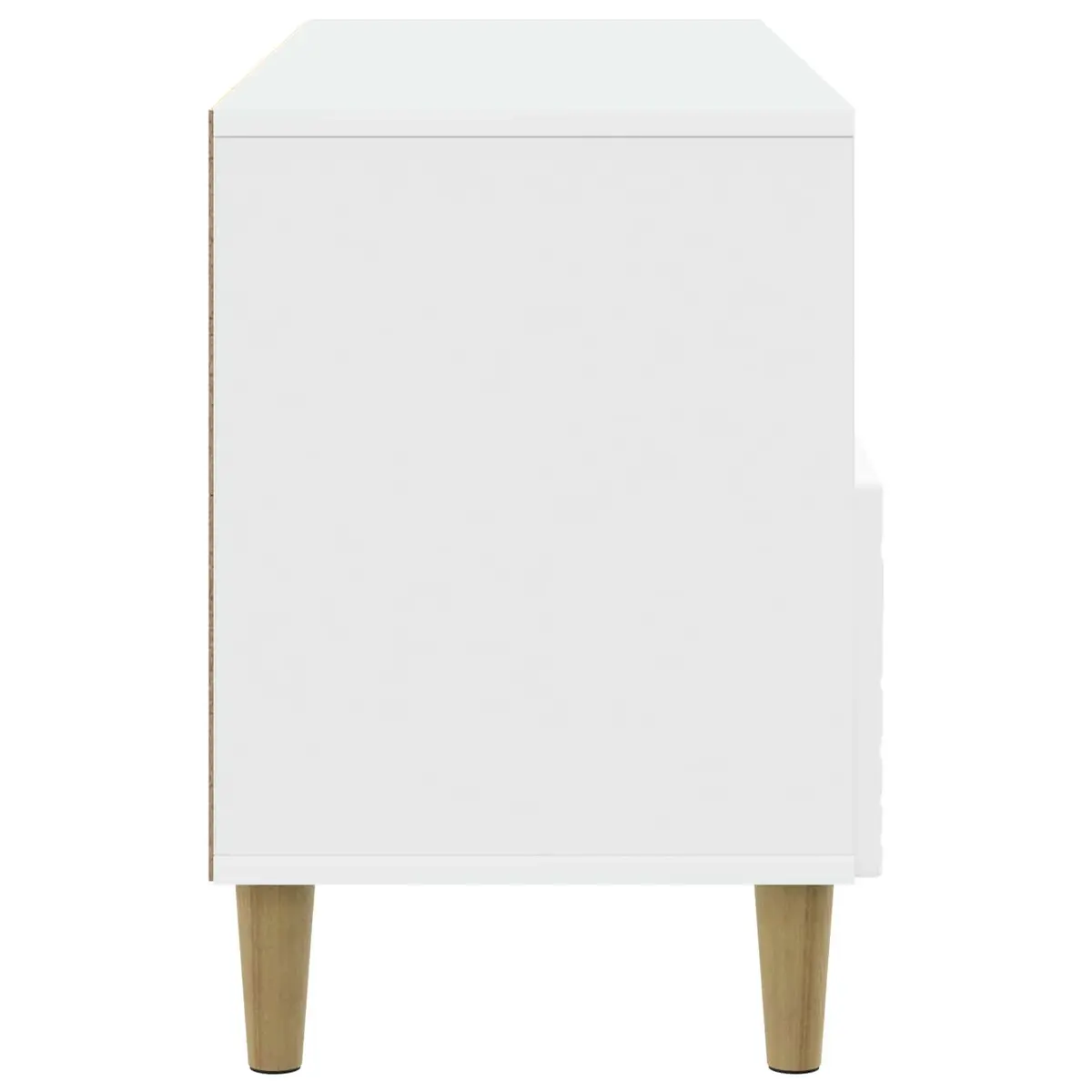 TV Cabinet White 102cm Modern Entertainment Unit with Open Layout and Eucalyptus Legs