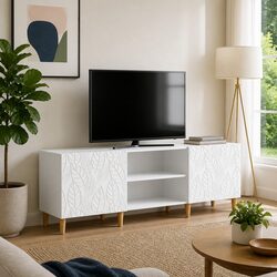 Modern White TV Cabinet: Organized Living Room Storage