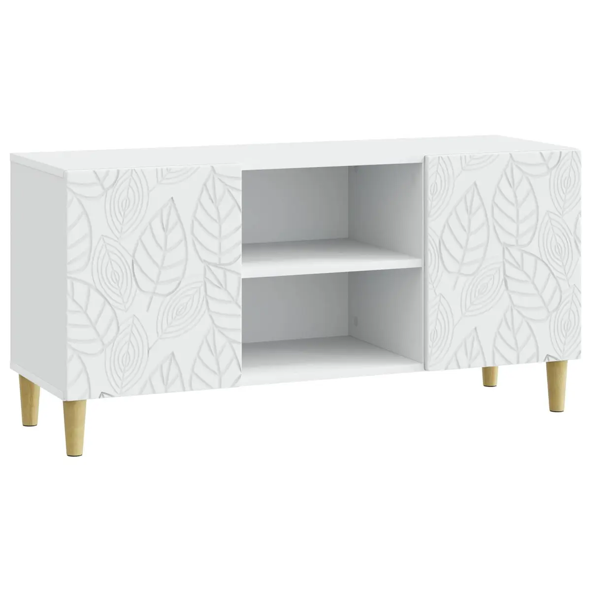 Engineered Wood TV Cabinet White Living Room Unit with Swing Door Storage 102x34.5x50cm