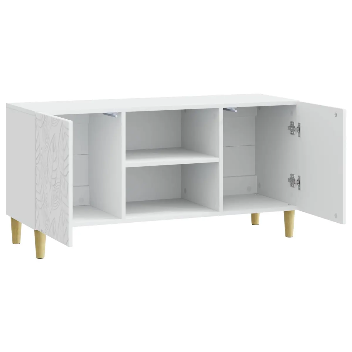 Engineered Wood TV Cabinet White Living Room Unit with Swing Door Storage 102x34.5x50cm