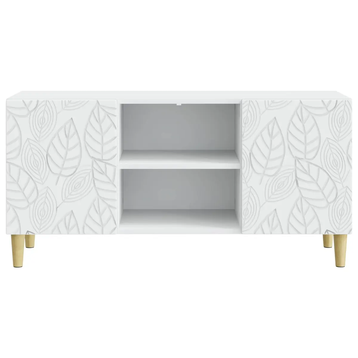 Engineered Wood TV Cabinet White Living Room Unit with Swing Door Storage 102x34.5x50cm