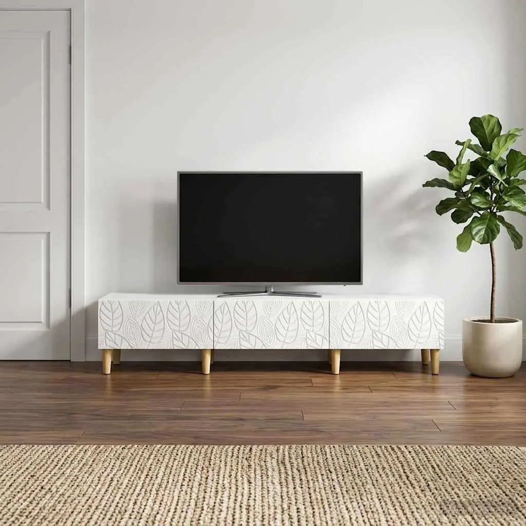 TV Cabinet White 147 x 34.5 x 30 cm Engineered Wood Storage Unit