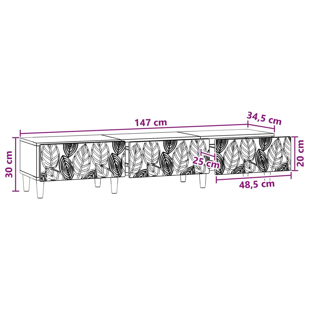 TV Cabinet White 147 x 34.5 x 30 cm Engineered Wood Storage Unit