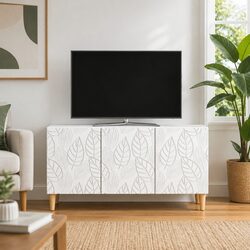 Concise White TV Cabinet 99 x 34.5 x 50 cm for Entertainment