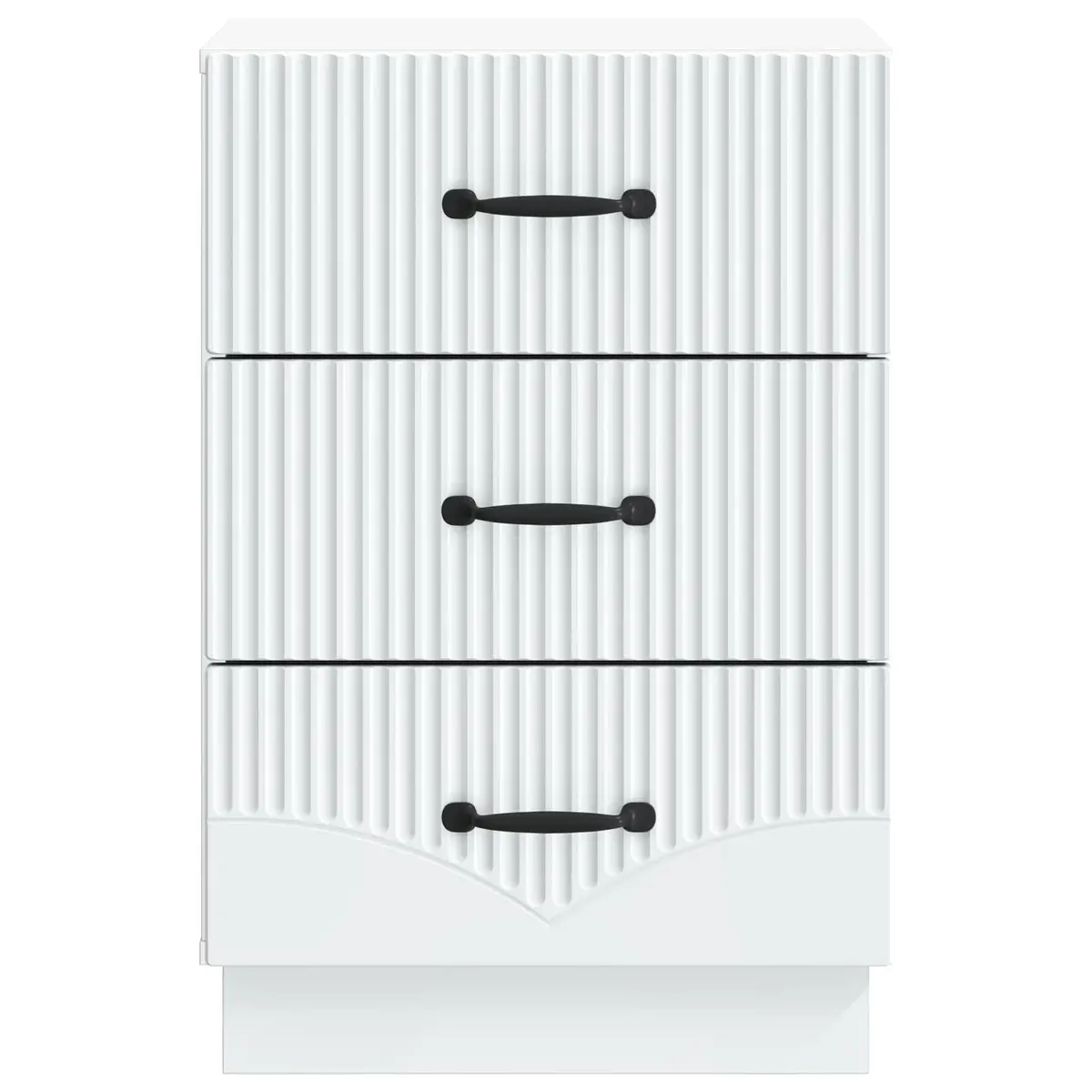 Bedside Table White Engineered Wood Vintage Style Deep Drawer Storage
