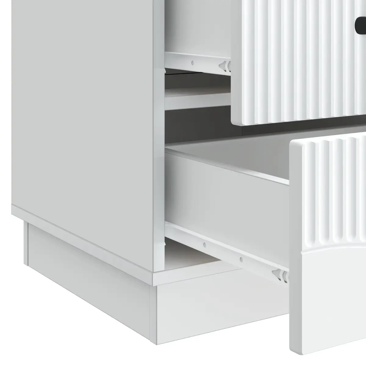 Bedside Table White Engineered Wood Vintage Style Deep Drawer Storage