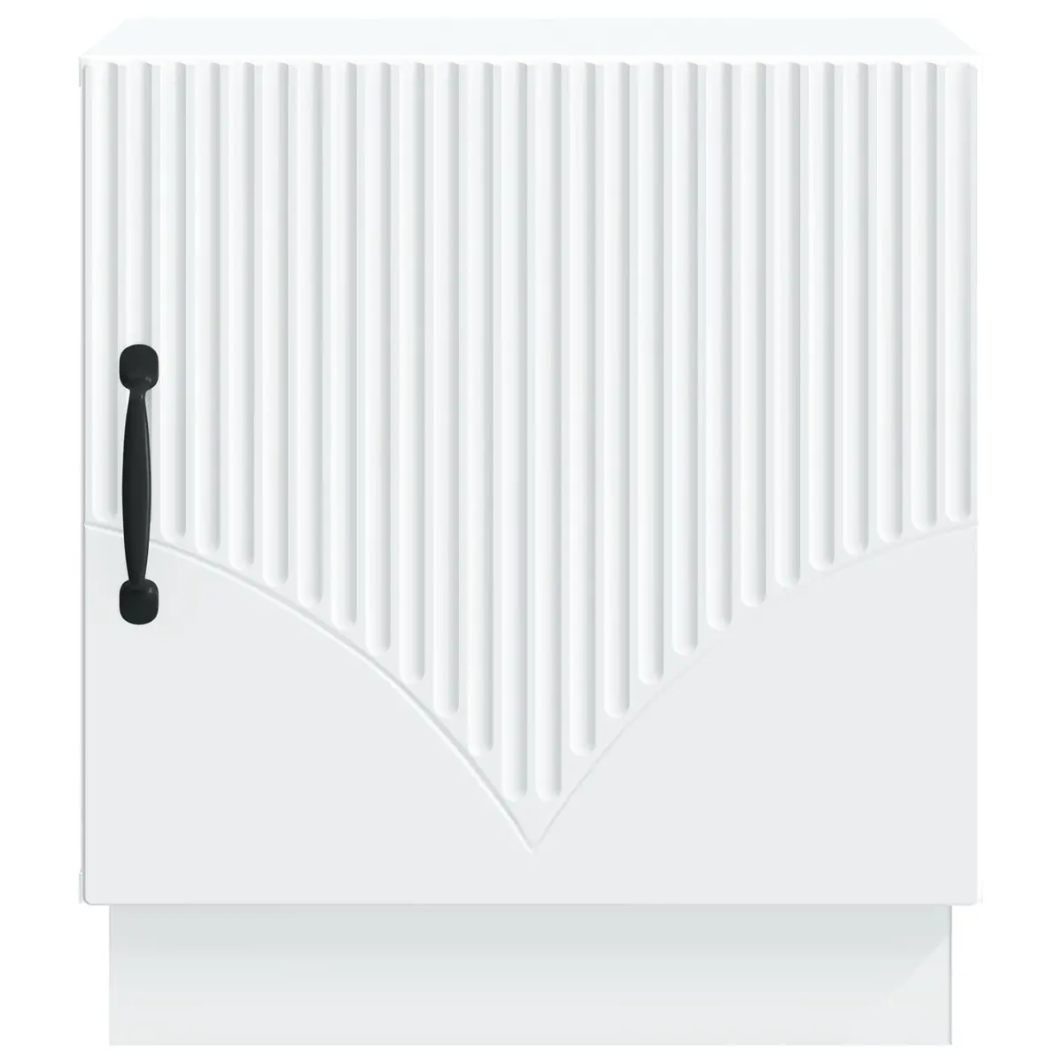 White Bedside Table Engineered Wood 43 x 34.5 x 47 cm with Swing Hinge Door and Metal Pull Handles