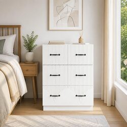 Storage Cabinet White 66 x 34.5 x 87 cm Drawer Organizer Engineered Wood