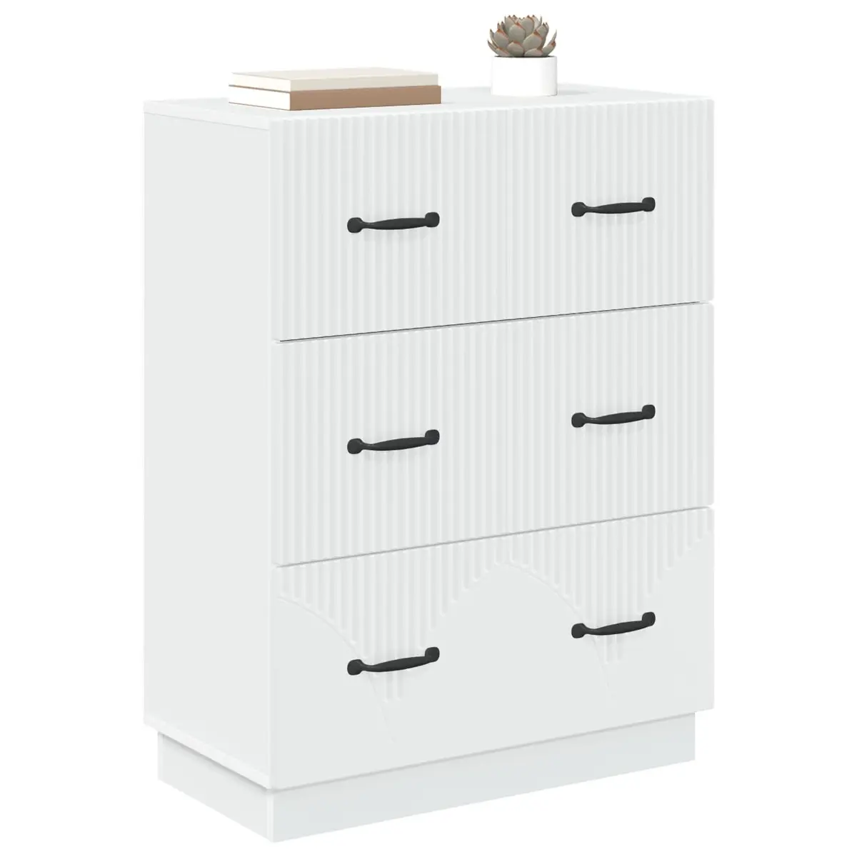 Drawer Cabinet White 66 x 34.5 x 87 cm Storage Cupboard with Lockable Doors
