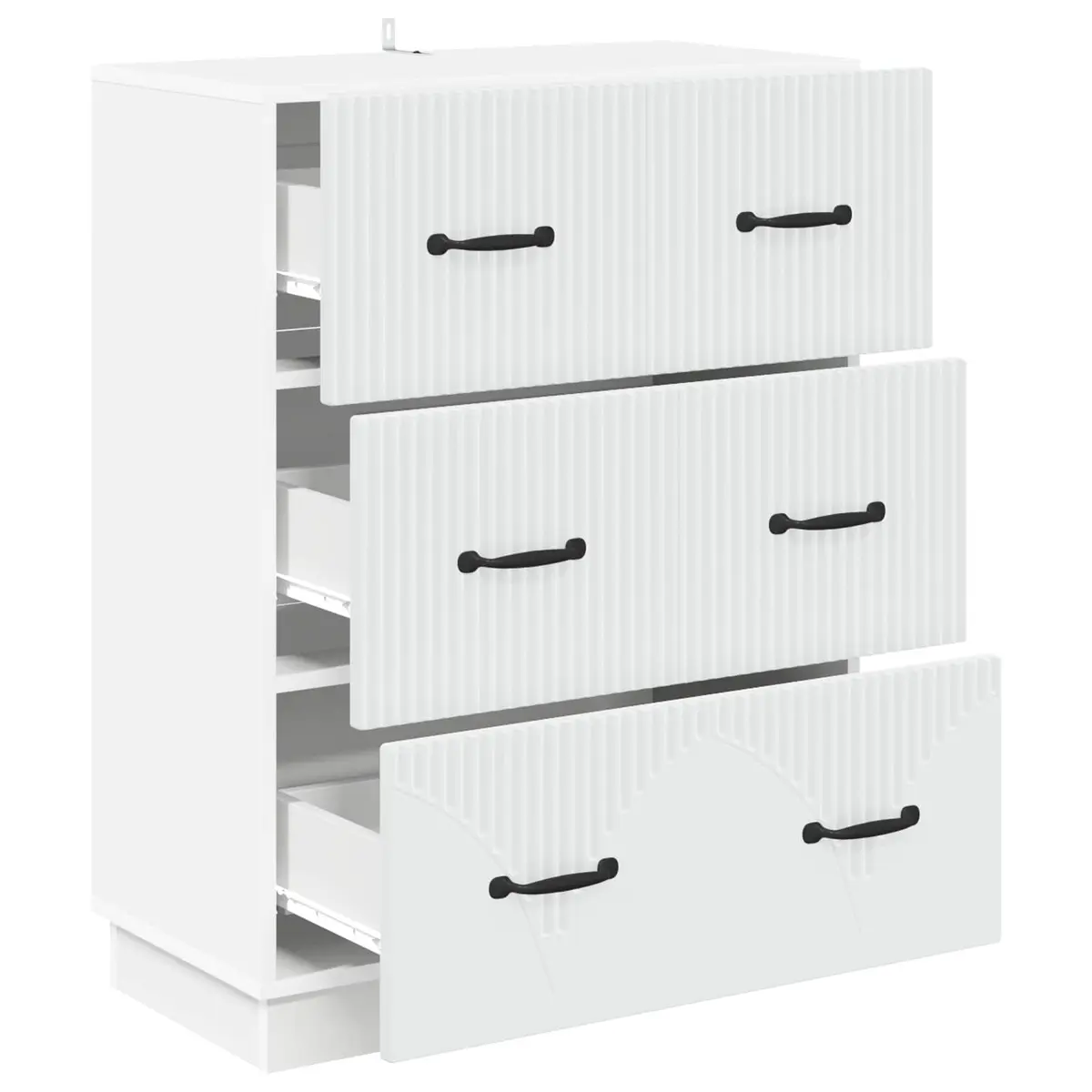 Drawer Cabinet White 66 x 34.5 x 87 cm Storage Cupboard with Lockable Doors